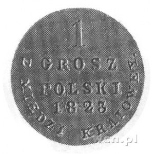 1 grosz 1823 z miedzi krajowej, Warszawa, Aw: Orzeł, Rw...
