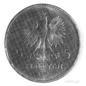 5 złotych 1930, Warszawa, Sztandar, minimalne ryski na ...