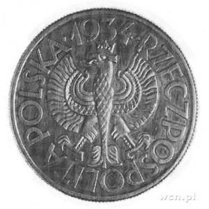 10 złotych 1934, Klamry, wybito 100 sztuk, srebro 17.90...