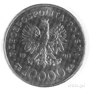 10.000 złotych 1990, Solidarność jak moneta niklowa, pr...
