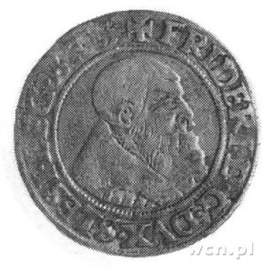grosz 1542, Legnica, Aw: Popiersie i napis, Rw: Orzeł ś...