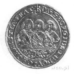 dukat 1659, Brzeg, Aw: Popiersia trzech braci i napis, ...
