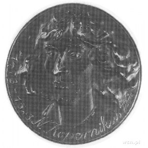 plakieta jednostronna Mikołaja Kopernika; głowa Koperni...