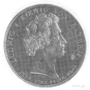 talar 1827, Monachium, Aw: Głowa, w otoku napisy, Rw: O...