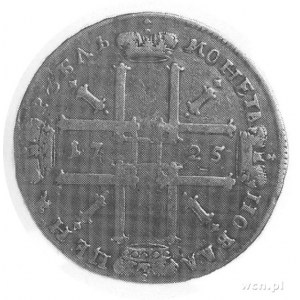 rubel 1725, Aw: Popiersie i napis w otoku, Rw: Krzyż z ...