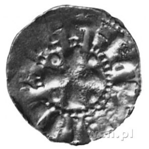 Bernhard I lub II - XI w., denar, Aw: Zniekształcona gł...