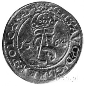 trojak 1564, Wilno, Aw: Monogram królewski i napis, Rw:...