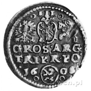 trojak 1606, Kraków, Aw: Popiersie w koronie i napis, R...
