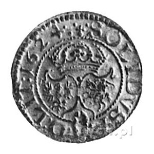 szeląg 1624, Wilno, Aw: Monogram królewski i napis, Rw:...