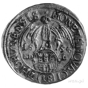 ort 1664, Toruń, Aw: Popiersie w koronie i napis, Rw: H...
