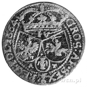 szóstak 1664, Kraków, Aw: Popiersie w koronie i napis, ...