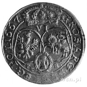 szóstak 1667, Bydgoszcz, Aw: Popiersie w koronie i napi...