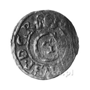 szeląg 1657, Elbląg, Aw: j.w., Rw: Herb Elbląga i napis...