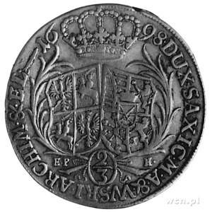 2/3 talara (gulden) 1698, Lipsk, Aw: Popiersie i napis,...