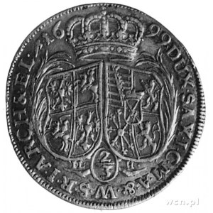 2/3 talara (gulden) 1699, Drezno, Aw: Popiersie i napis...