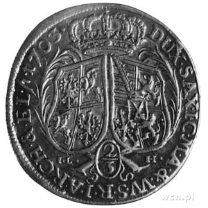 2/3 talara (gulden) 1703, Drezno, Aw: Popiersie i napis...