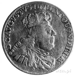 dwuzłotówka (8 groszy) 1753, Lipsk, Aw: Popiersie w kor...