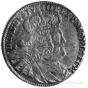 dwuzłotówka (8 groszy) 1753, Lipsk, Aw: Popiersie w kor...