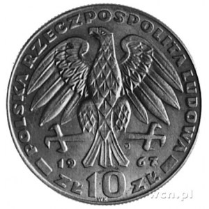10 złotych 1967, Świerczewski, rewers obrócony o 90 sto...