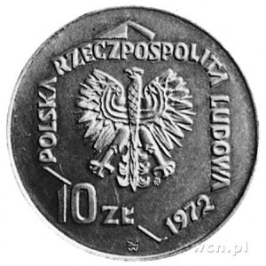 10 złotych 1972, Port w Gdyni, rewers obrócony o 180 st...