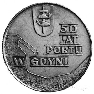 10 złotych 1972, Port w Gdyni, rewers obrócony o 180 st...