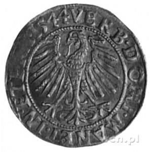 grosz 1544, Legnica, Aw: Popiersie i napis, Rw: Orzeł d...