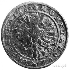 XV krajcarów 1660, Brzeg, Aw: Popiersie i napis, Rw: Or...