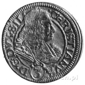 3 krajcary 1669, Brzeg, Aw: Popiersie i napis, Rw: Orze...