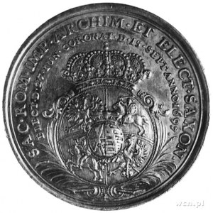 medal koronacyjny Augusta II Sasa, wybity w 1697 r., sy...