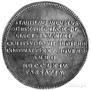 żeton koronacyjny, wybity w Toruniu w 1764 r., Aw: Koro...