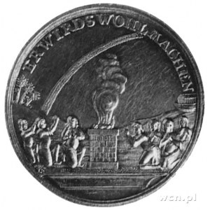 medal religijny sygn. L wybity w XVIII w., Aw: Scena mo...