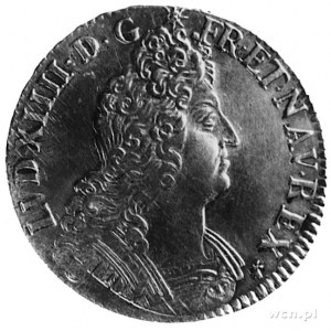 Ludwik XIV 1643-1715, ecu 1705, Lilie, Aw: Popiersie, w...
