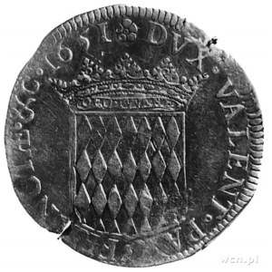 scudo 1651, Aw: Popiersie w prawo, w otoku napis, Rw: T...