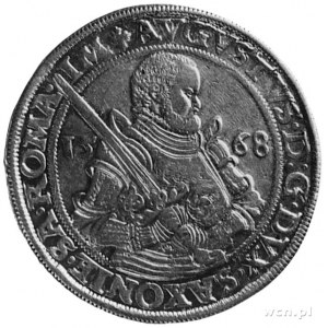 August 1553-1586, talar 1568, Aw: Półpostać księcia z m...