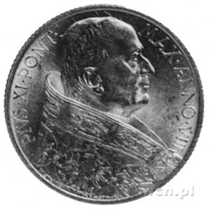 Pius XI 1922-1937, 100 lirów 1929, Aw: Popiersie w praw...