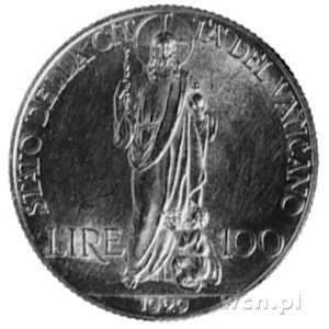 Pius XI 1922-1937, 100 lirów 1929, Aw: Popiersie w praw...