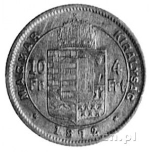 10 franków=4 forinty 1872, Krzemnica, Aw: Głowa w prawo...
