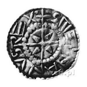 Stefan I 997-1038, denar, Aw: Krzyż w obwódce, w polu k...