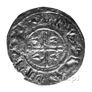 Święty Ładysław 1077-1096, denar, Aw: Krzyż, w polu tró...