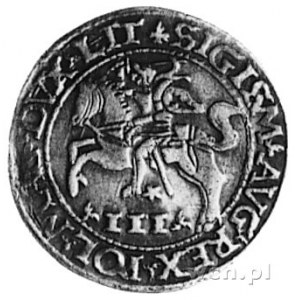 trojak 1565, Wilno, Aw: Pogoń i napis, Rw: Napis: QVI H...