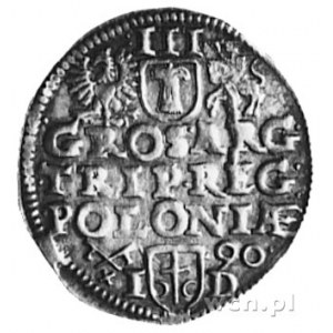 trojak 1590, Poznań, Aw: Popiersie w koronie i napis, R...
