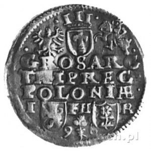 trojak 1596, Poznań, Aw: Popiersie w koronie i napis, R...