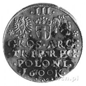trojak 1600, Kraków, Aw: Popiersie w koronie w lewo i n...
