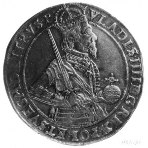 talar 1633, Toruń, Aw: Półpostać króla i napis, Rw: Her...