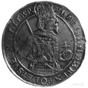 talar 1635, Toruń, Aw: Półpostać króla i napis, Rw: Her...