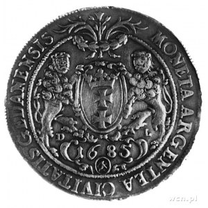 talar 1685, Gdańsk, Aw: Popiersie w koronie i napis, Rw...