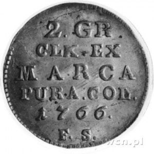 2 grosze srebrne 1766, Warszawa, Aw: Tarcze herbowe i n...