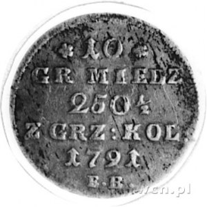 10 groszy miedzianych 1791, Warszawa, j.w., Plage 236, ...