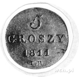 5 groszy 1811, Warszawa, j.w., Plage 96, litery IB, mon...