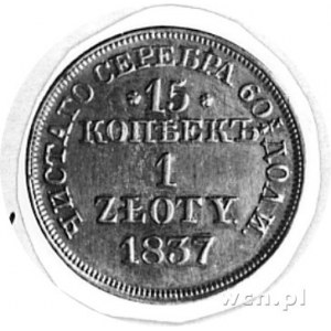 15 kopiejek=l złoty 1837, Warszawa, j.w., Plage 408